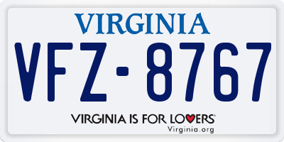 VA license plate VFZ8767