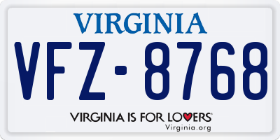 VA license plate VFZ8768
