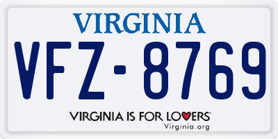 VA license plate VFZ8769