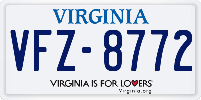 VA license plate VFZ8772