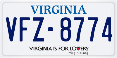 VA license plate VFZ8774