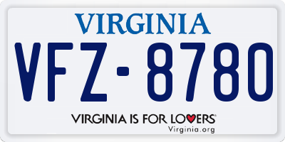 VA license plate VFZ8780
