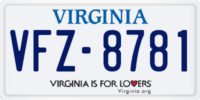 VA license plate VFZ8781