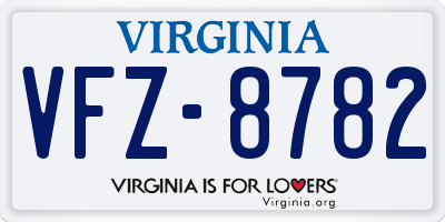VA license plate VFZ8782