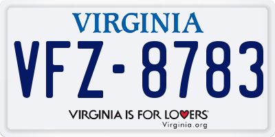 VA license plate VFZ8783