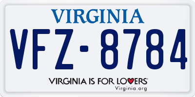 VA license plate VFZ8784