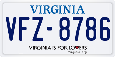 VA license plate VFZ8786