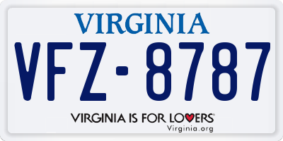VA license plate VFZ8787