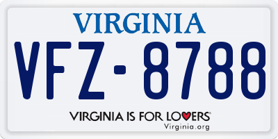 VA license plate VFZ8788