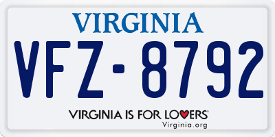 VA license plate VFZ8792
