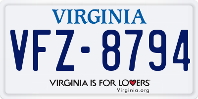 VA license plate VFZ8794