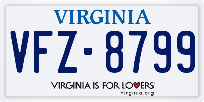 VA license plate VFZ8799