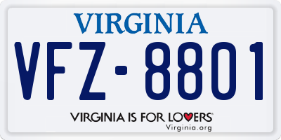 VA license plate VFZ8801