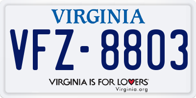 VA license plate VFZ8803