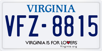 VA license plate VFZ8815