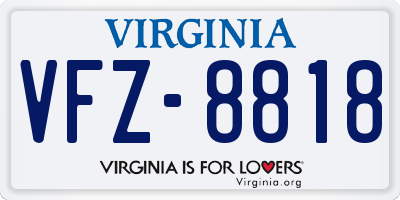 VA license plate VFZ8818