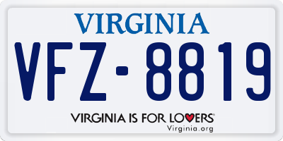 VA license plate VFZ8819