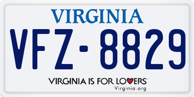 VA license plate VFZ8829