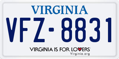 VA license plate VFZ8831