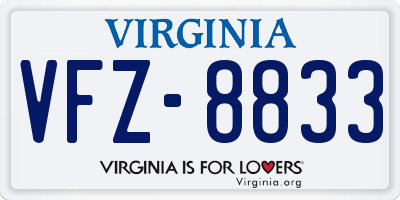 VA license plate VFZ8833