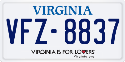 VA license plate VFZ8837