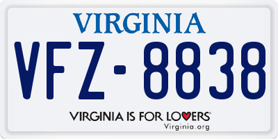 VA license plate VFZ8838