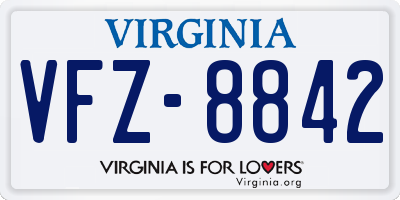 VA license plate VFZ8842
