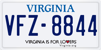 VA license plate VFZ8844