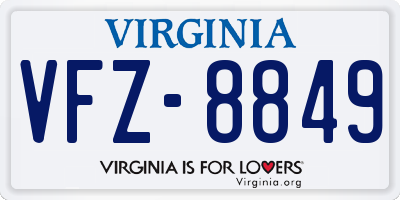 VA license plate VFZ8849