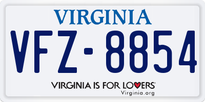 VA license plate VFZ8854