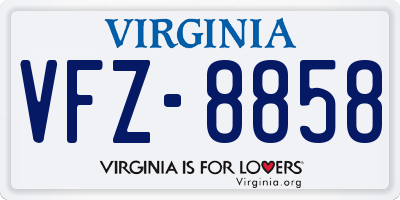 VA license plate VFZ8858
