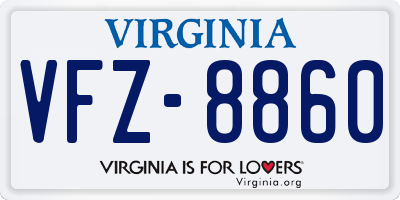 VA license plate VFZ8860
