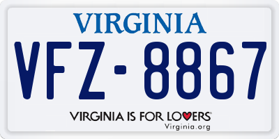 VA license plate VFZ8867