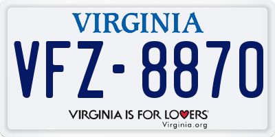VA license plate VFZ8870