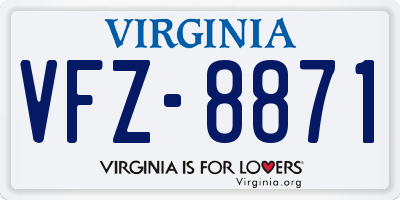 VA license plate VFZ8871
