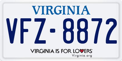 VA license plate VFZ8872