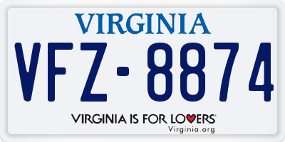 VA license plate VFZ8874