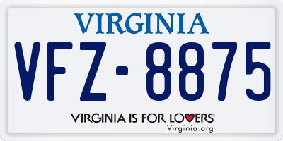 VA license plate VFZ8875