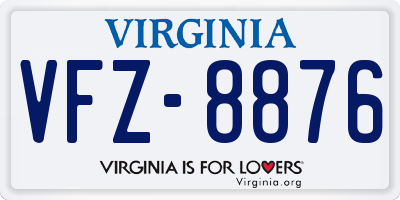 VA license plate VFZ8876