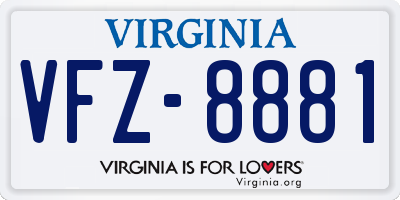 VA license plate VFZ8881