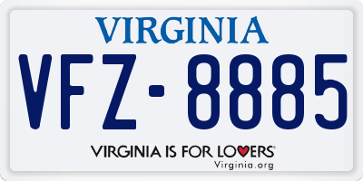 VA license plate VFZ8885