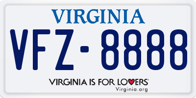 VA license plate VFZ8888