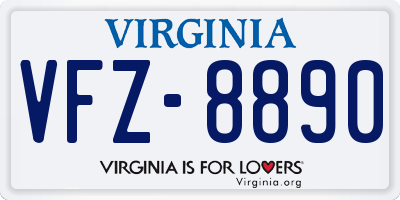 VA license plate VFZ8890