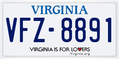 VA license plate VFZ8891