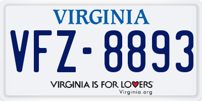 VA license plate VFZ8893