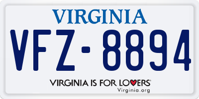 VA license plate VFZ8894