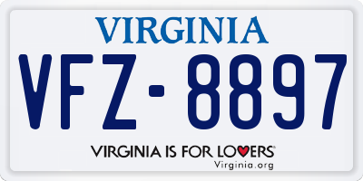 VA license plate VFZ8897