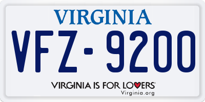 VA license plate VFZ9200