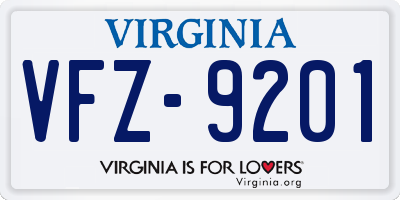 VA license plate VFZ9201