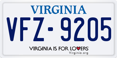VA license plate VFZ9205